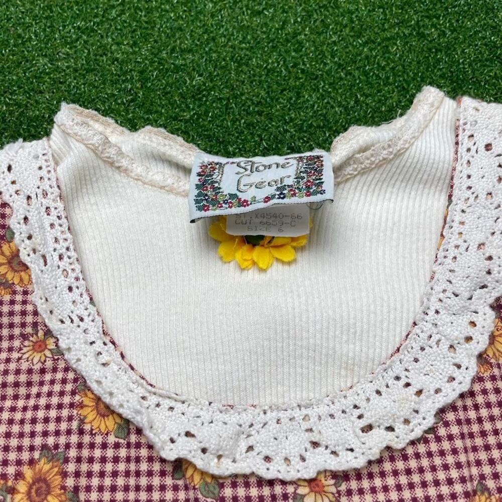 Vintage 90s Y2K Stone Gear Sunflower Girls Dress & T Shirt Set Sz 6 - Picture 4 of 4